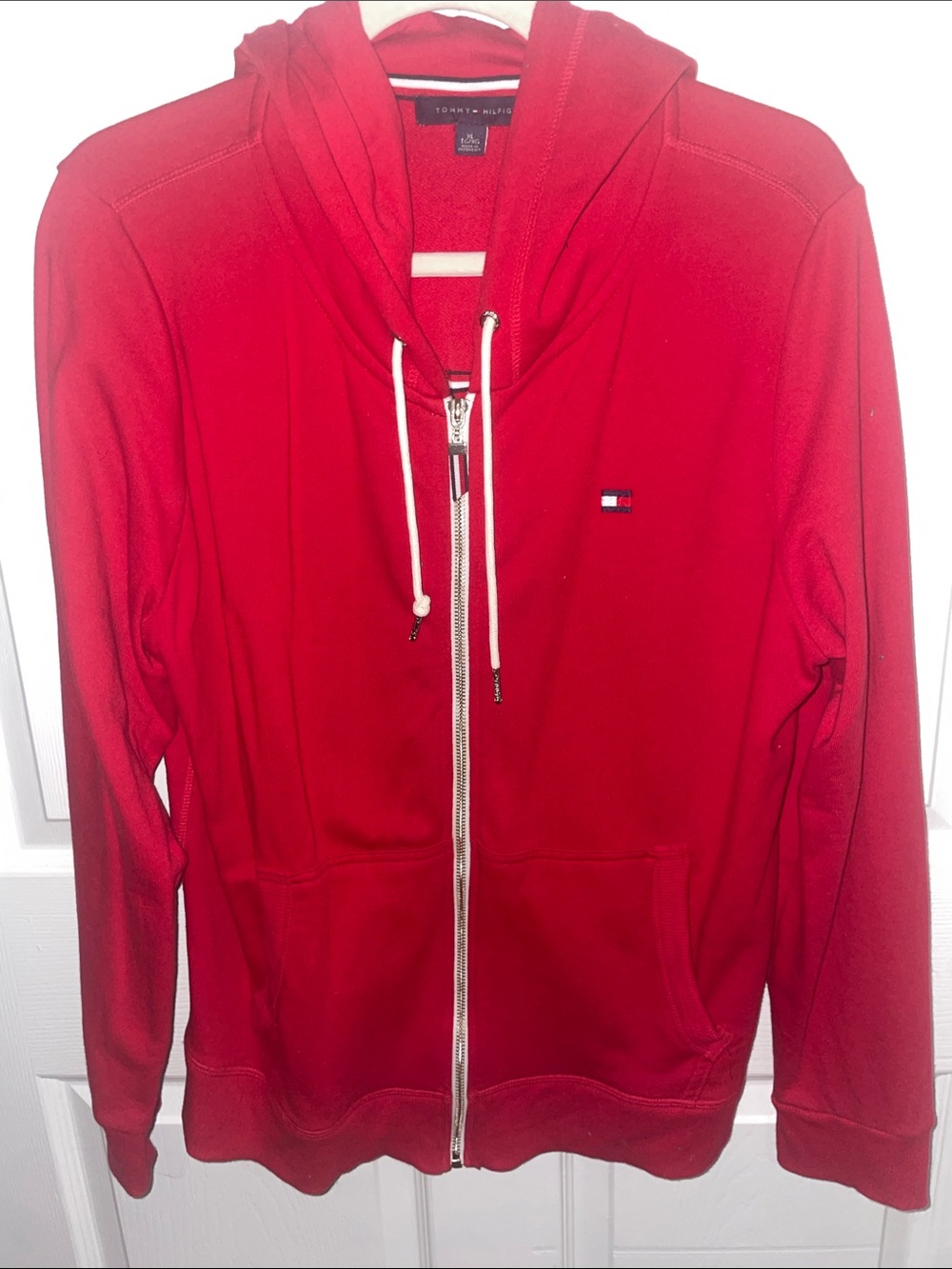 Tommy Hilfiger Men’s Red Full-Zip Hoodie with Logo